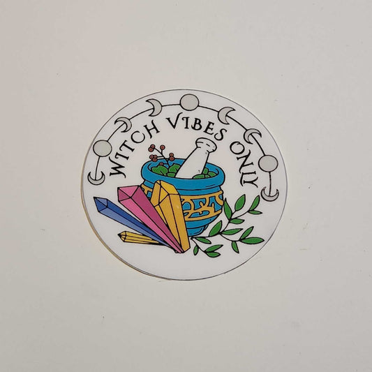 Colorful sticker with text and graphics on a plain background